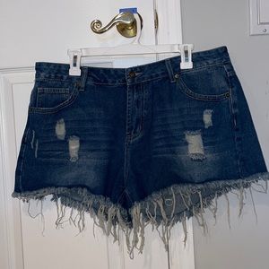 Ripped fringe blue Jean shirts